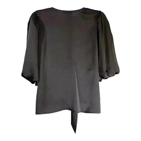 DELFI Collective Blouse Top V-Neck Tie Black Women's Large - Picture 4 of 6